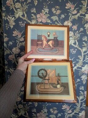 Country Folk Art Still Life Prints Epoxied Onto Wood Wall Hanging